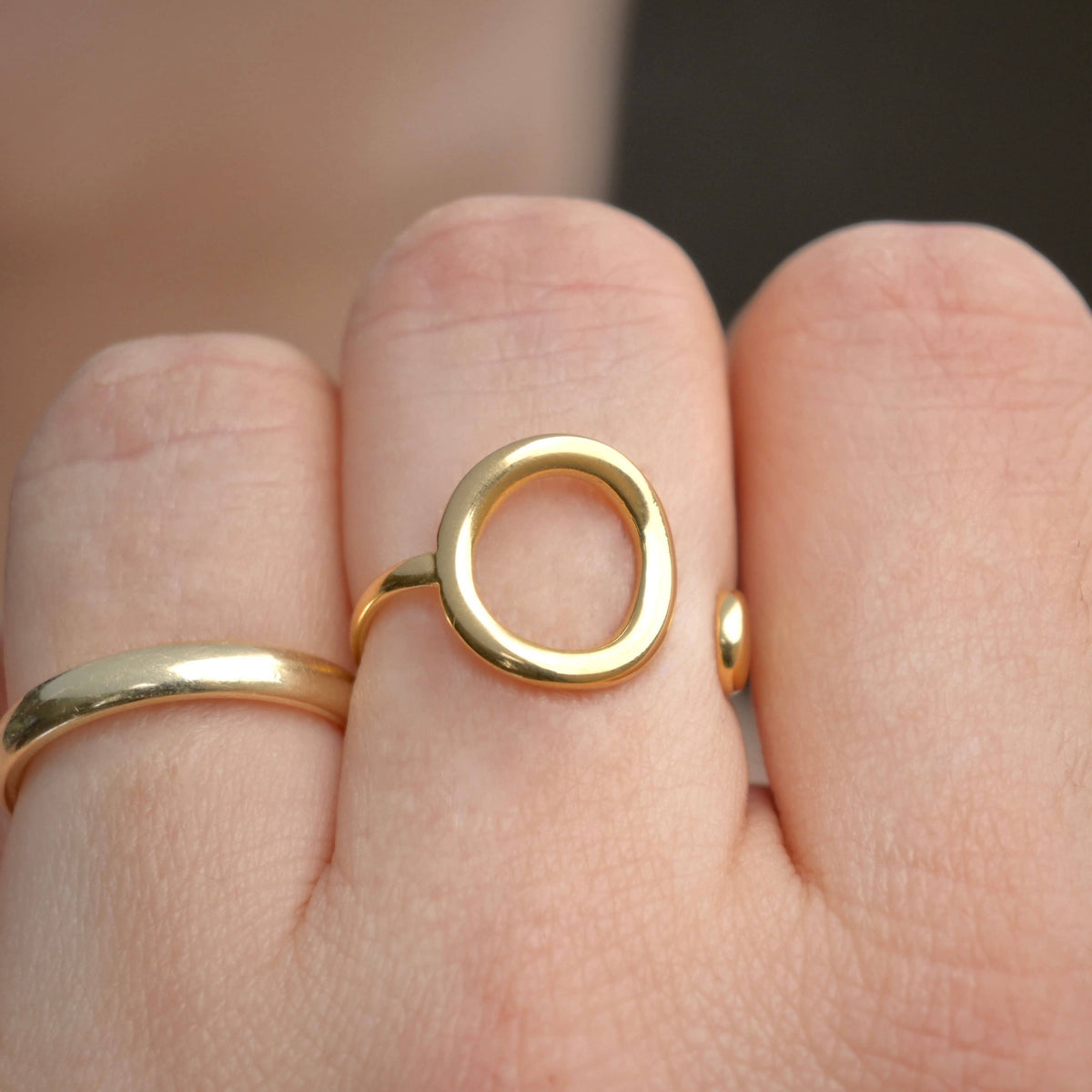 Asymmetrical Open Circle Cuff Ring - Stainless Steel