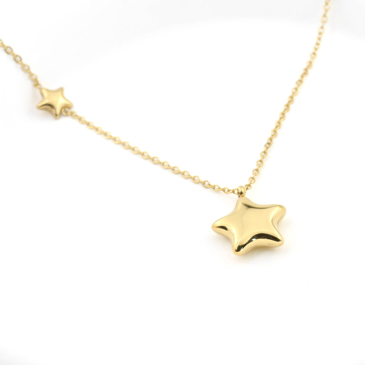 Puffy Star Pendant Necklace - Stainless Steel