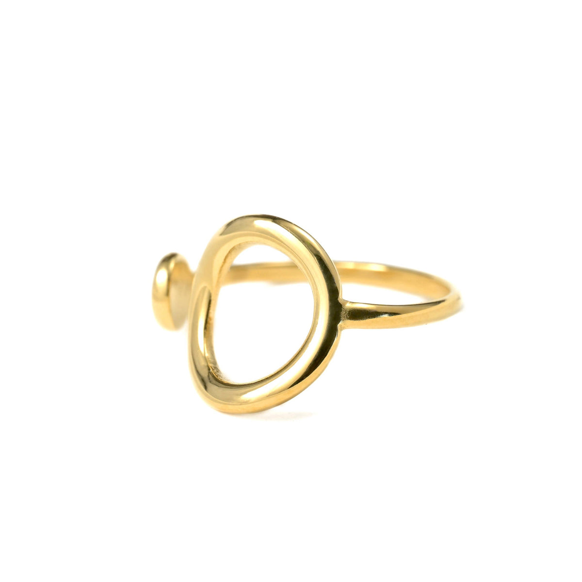 Asymmetrical Open Circle Cuff Ring - Stainless Steel