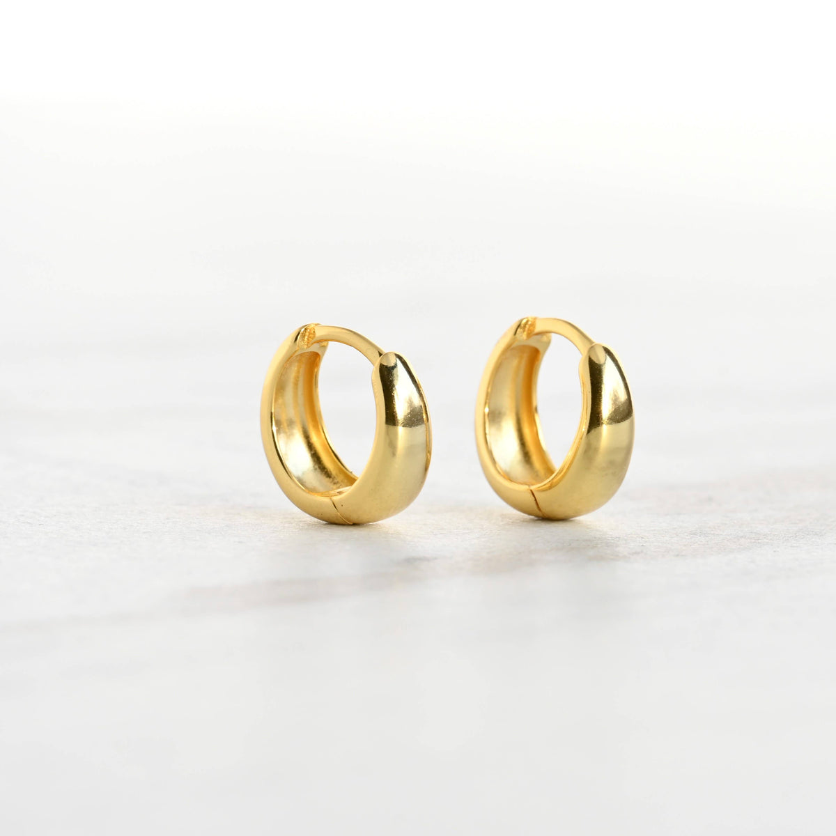 Small Chunky Dome Hoop Earrings - 925 Sterling Silver Hoops