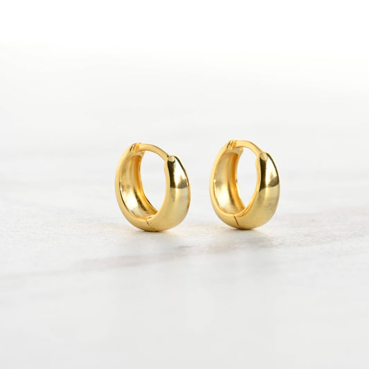 Small Chunky Dome Hoop Earrings - 925 Sterling Silver Hoops