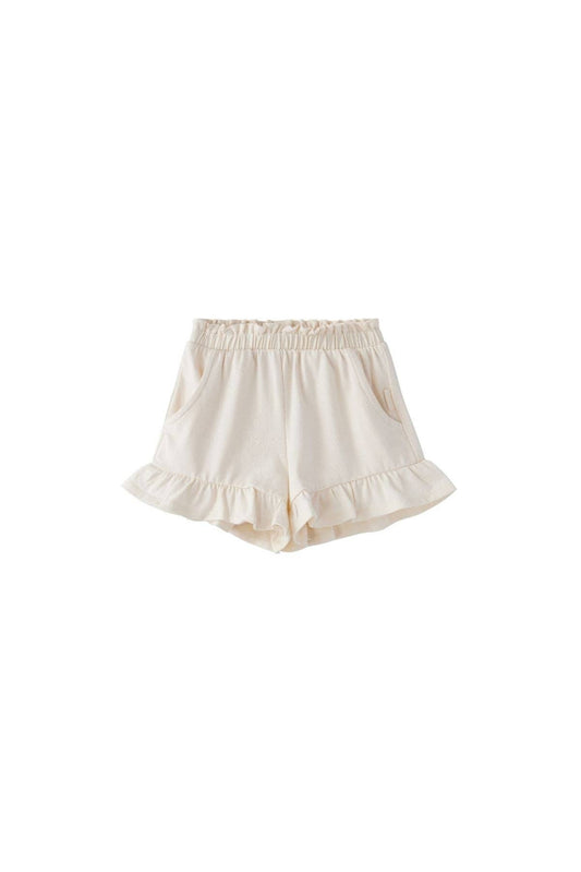 Organic Ruffle Shorts-Antique White