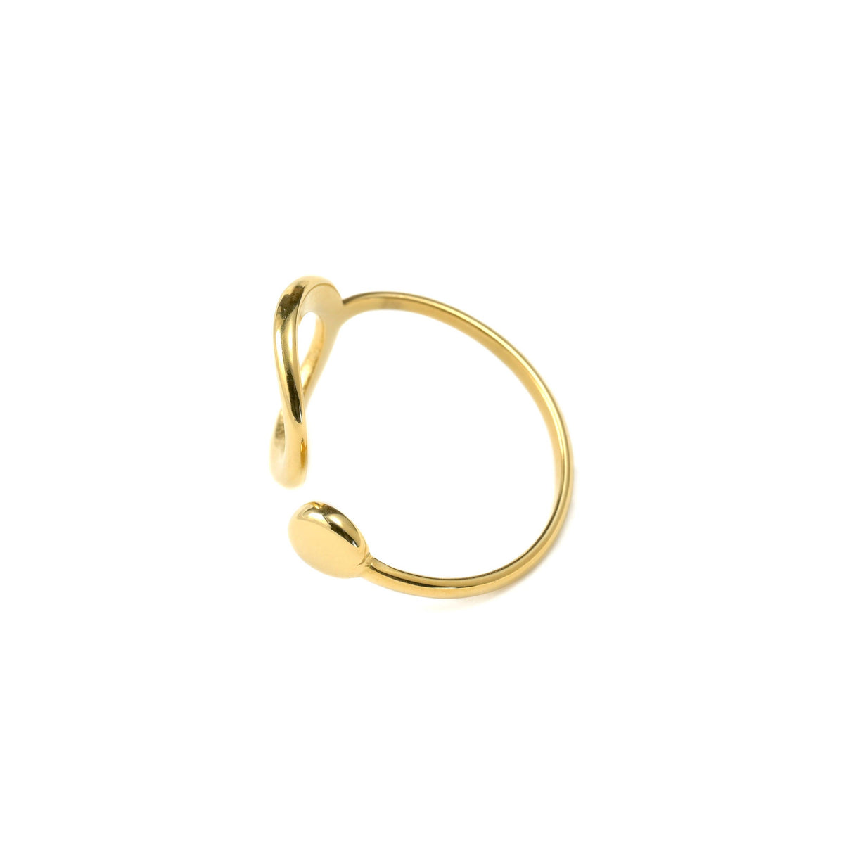 Asymmetrical Open Circle Cuff Ring - Stainless Steel