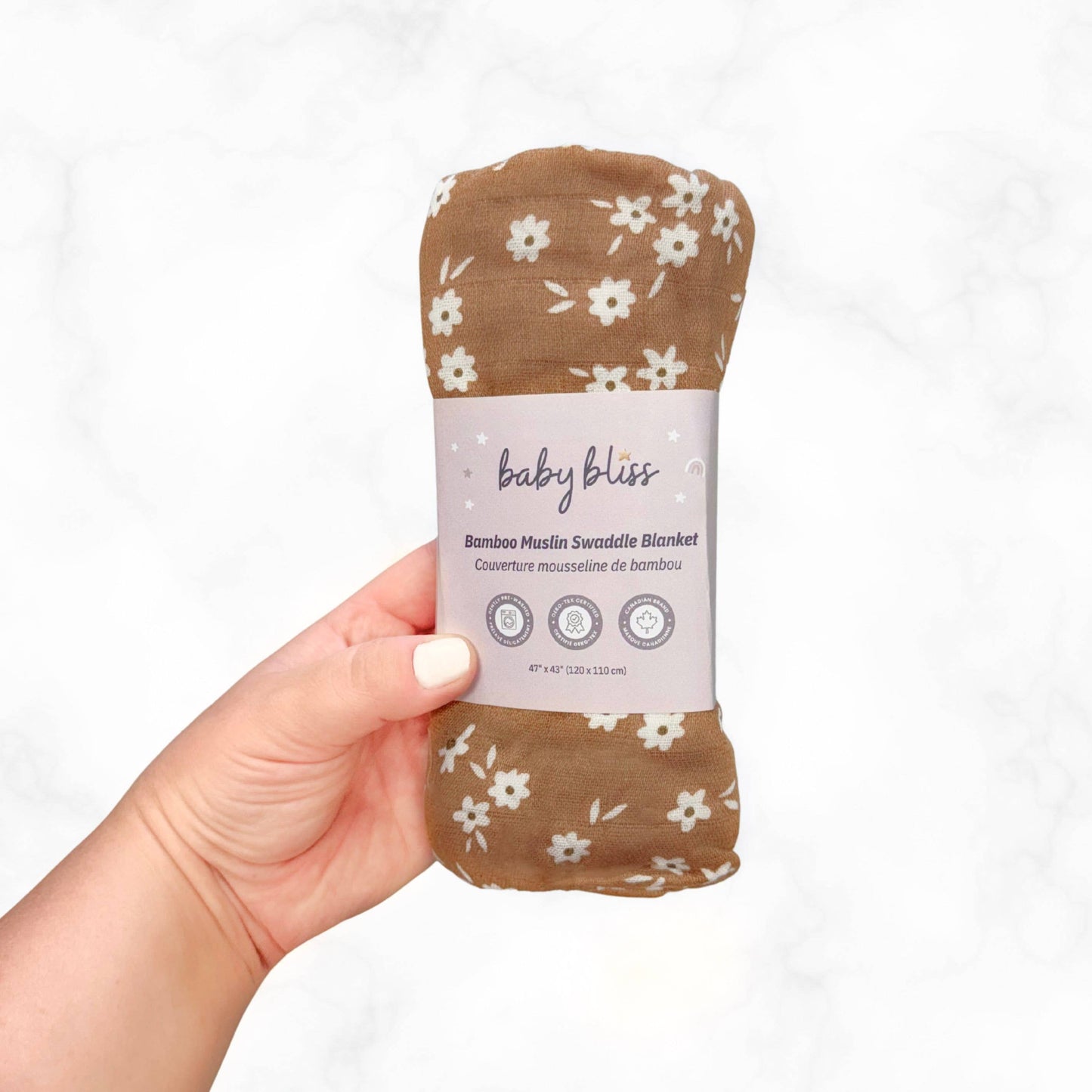 Bamboo Muslin Swaddle Blanket - Cinnamon Daisy