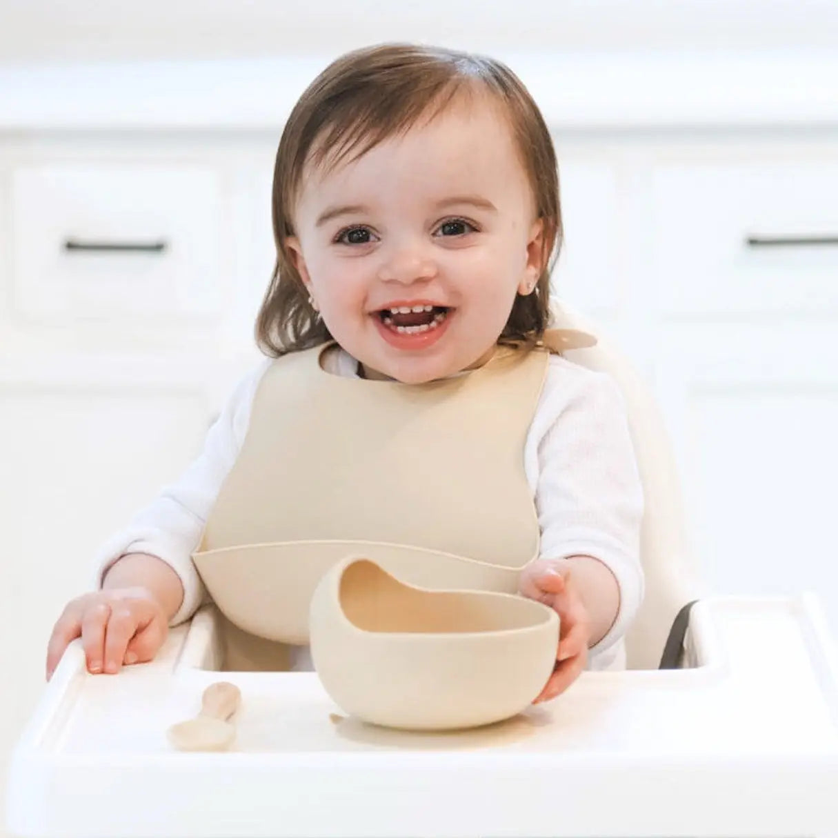 Silicone Bib - Almond