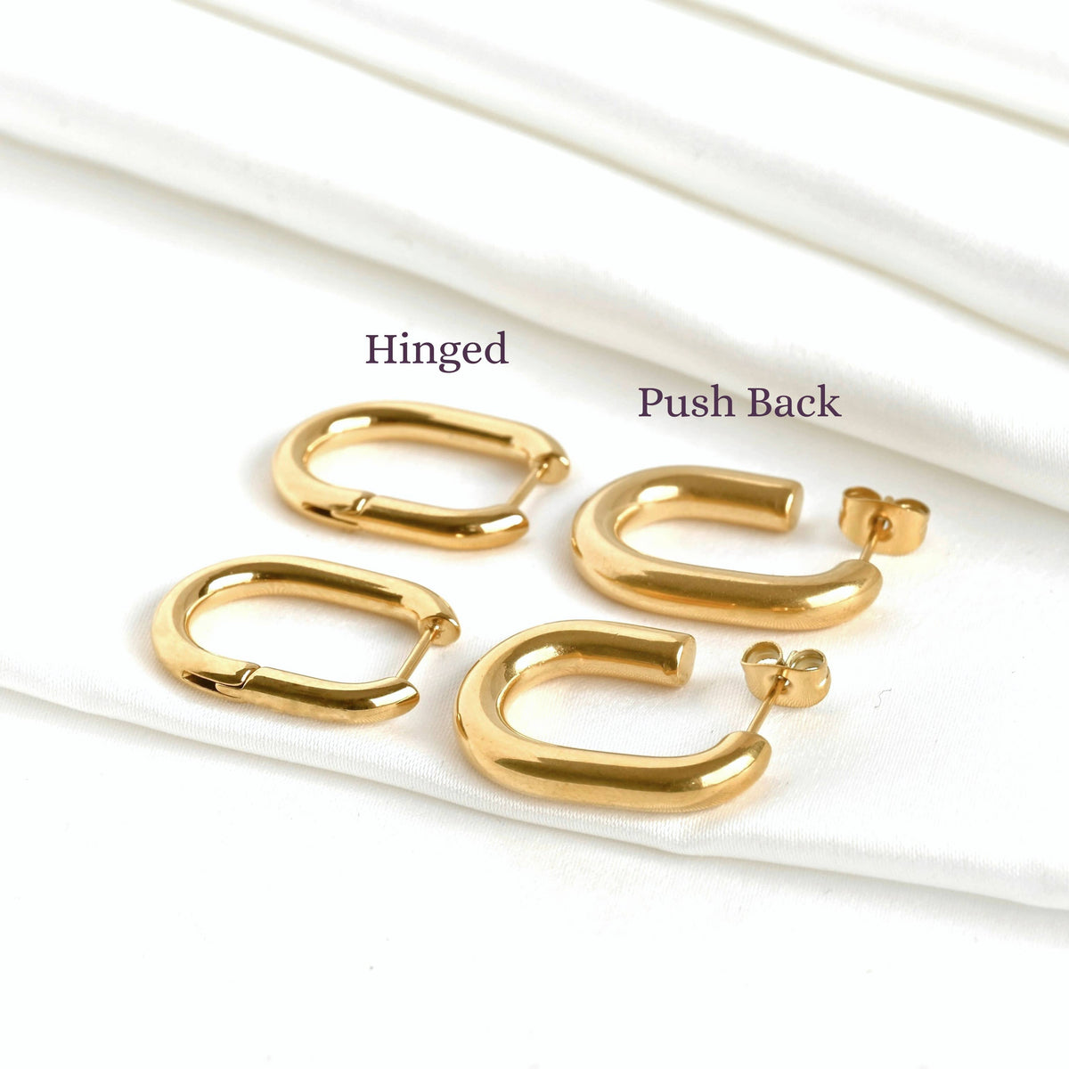 Medium U-shape Hoop Earrings - Stainless Steel U Hoops