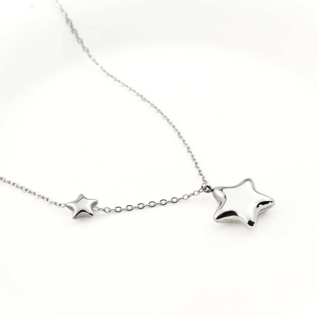 Puffy Star Pendant Necklace - Stainless Steel