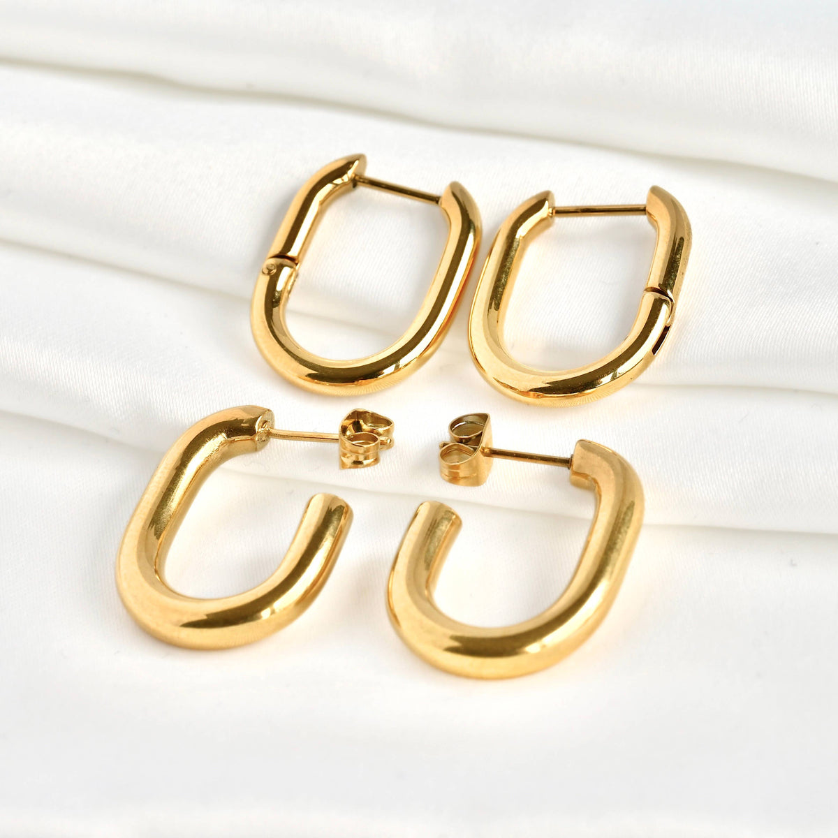Medium U-shape Hoop Earrings - Stainless Steel U Hoops