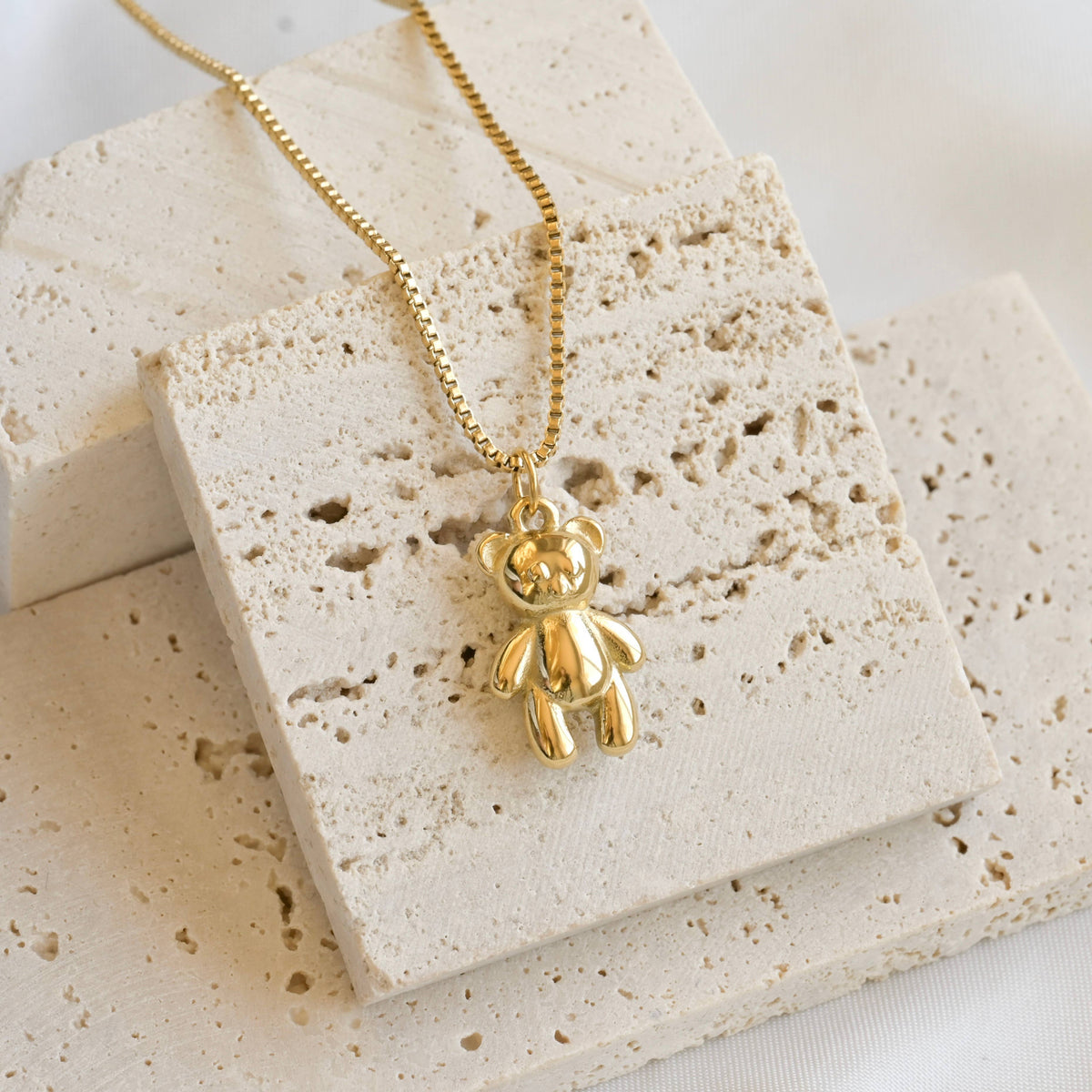 Teddy Bear Necklace - 18k Gold Stainless Steel Bear Pendant