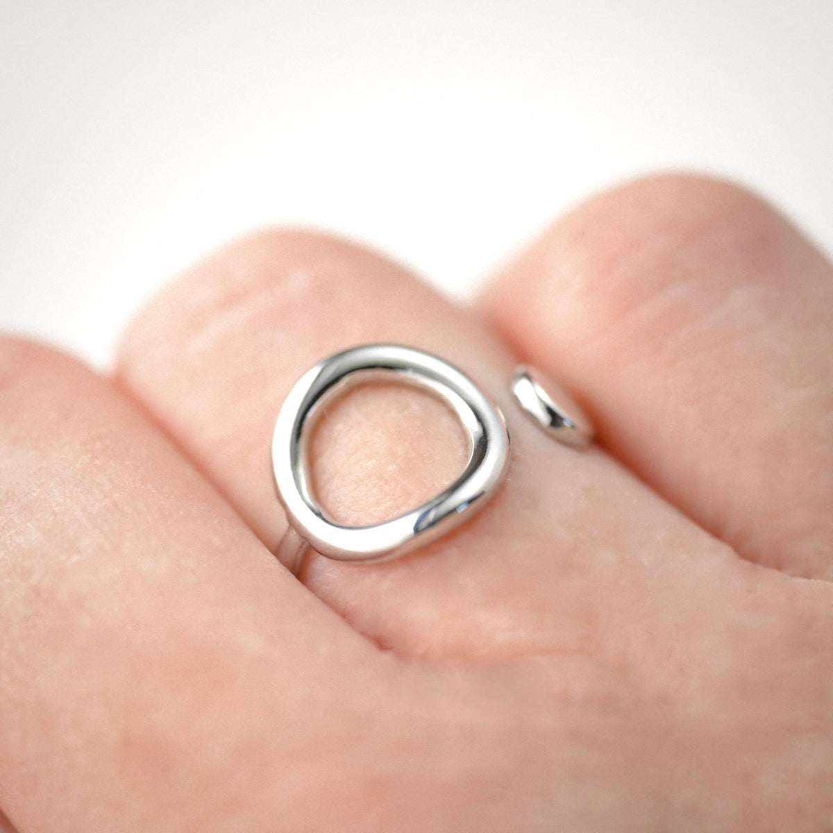 Asymmetrical Open Circle Cuff Ring - Stainless Steel
