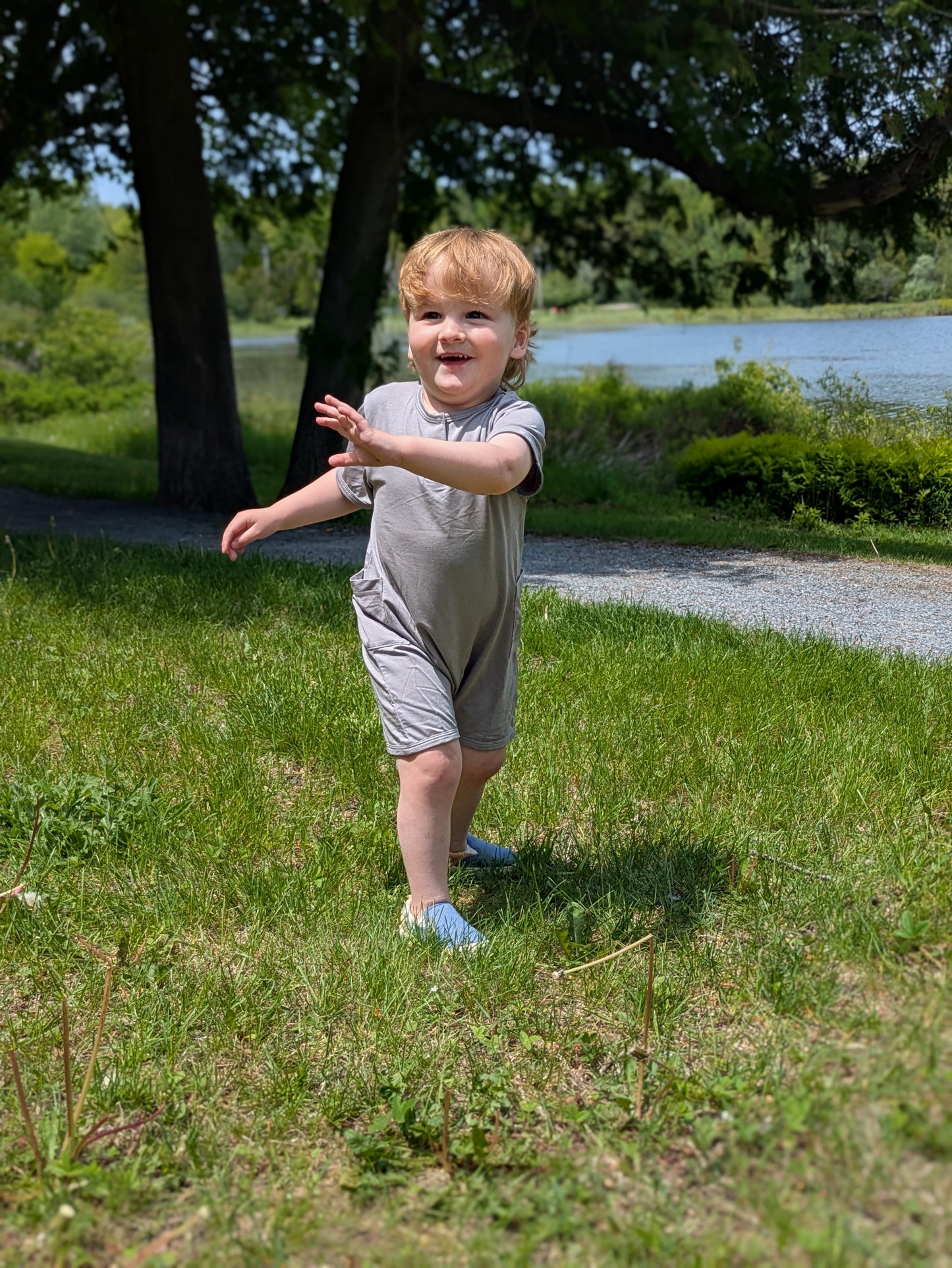 Baby Organic Lycell Romper-Light Grey