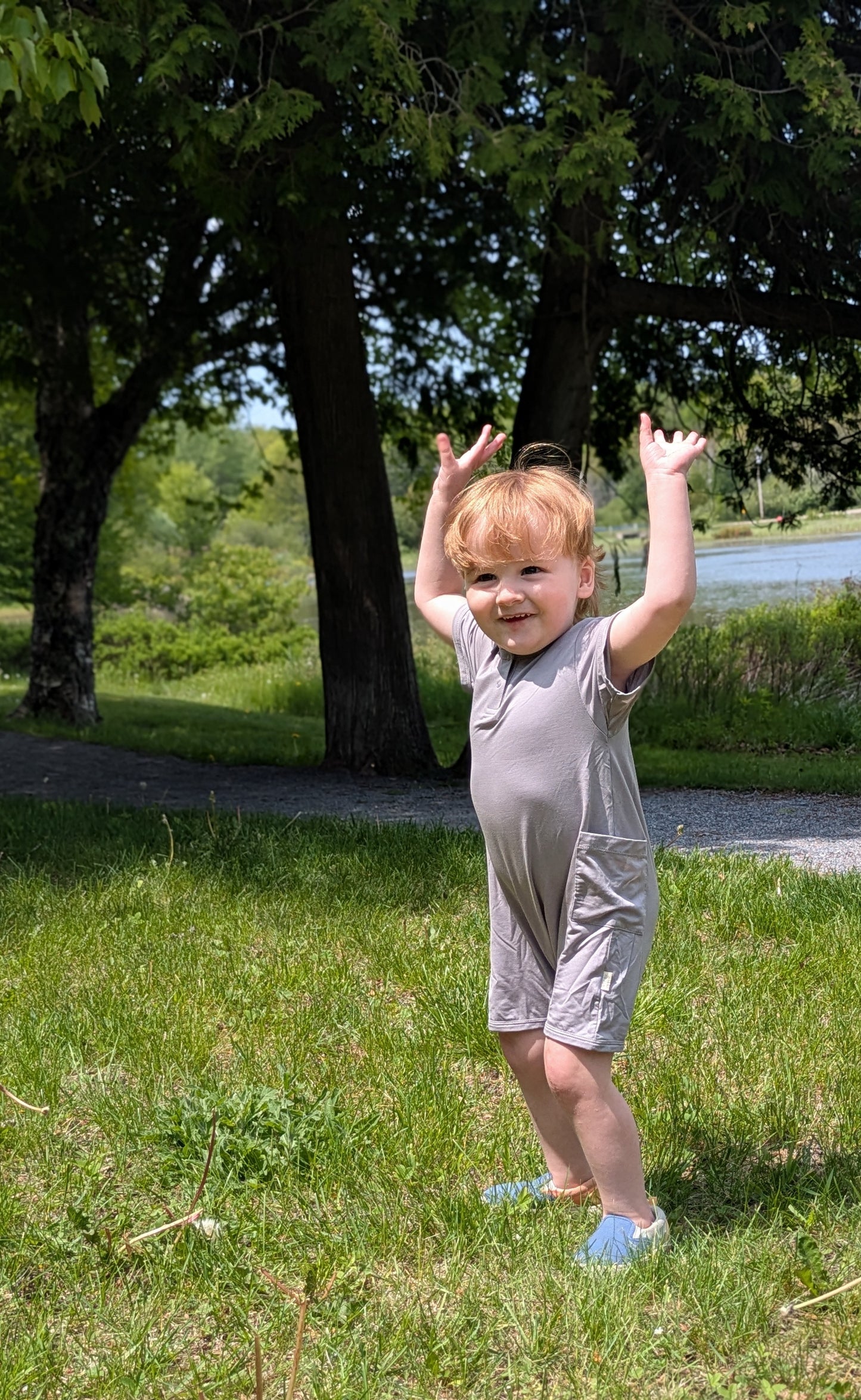 Baby Organic Lycell Romper-Light Grey