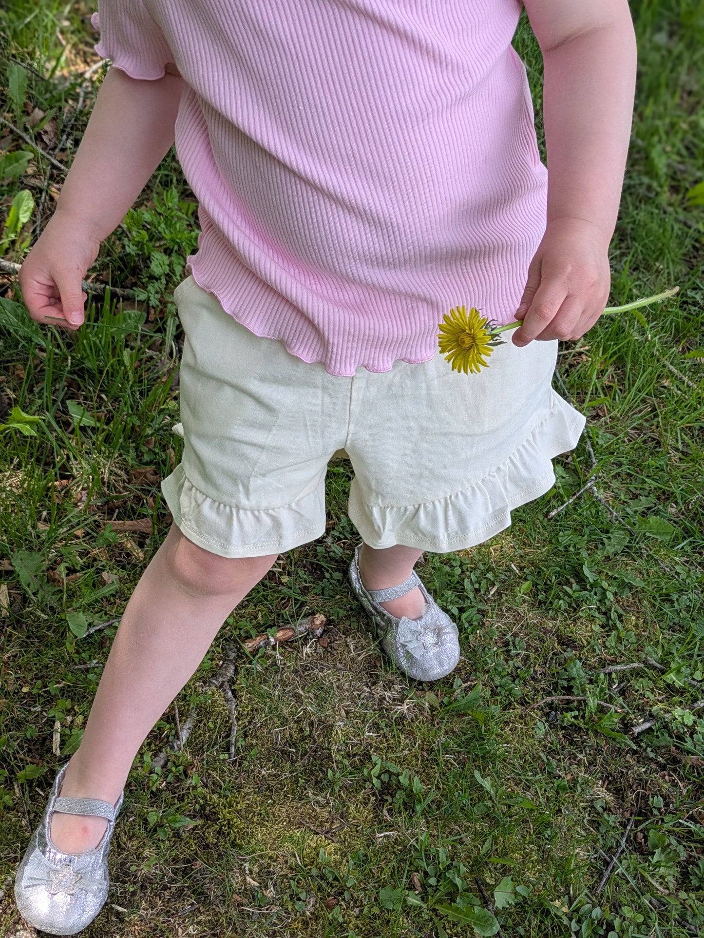 Organic Ruffle Shorts-Antique White