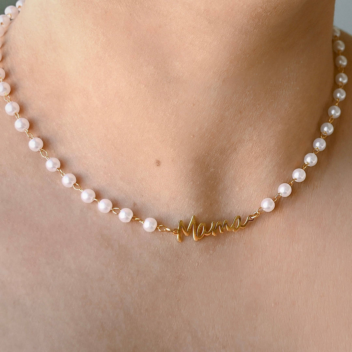 Pearl Mama Necklace - Stainless Steel Mama Pendant