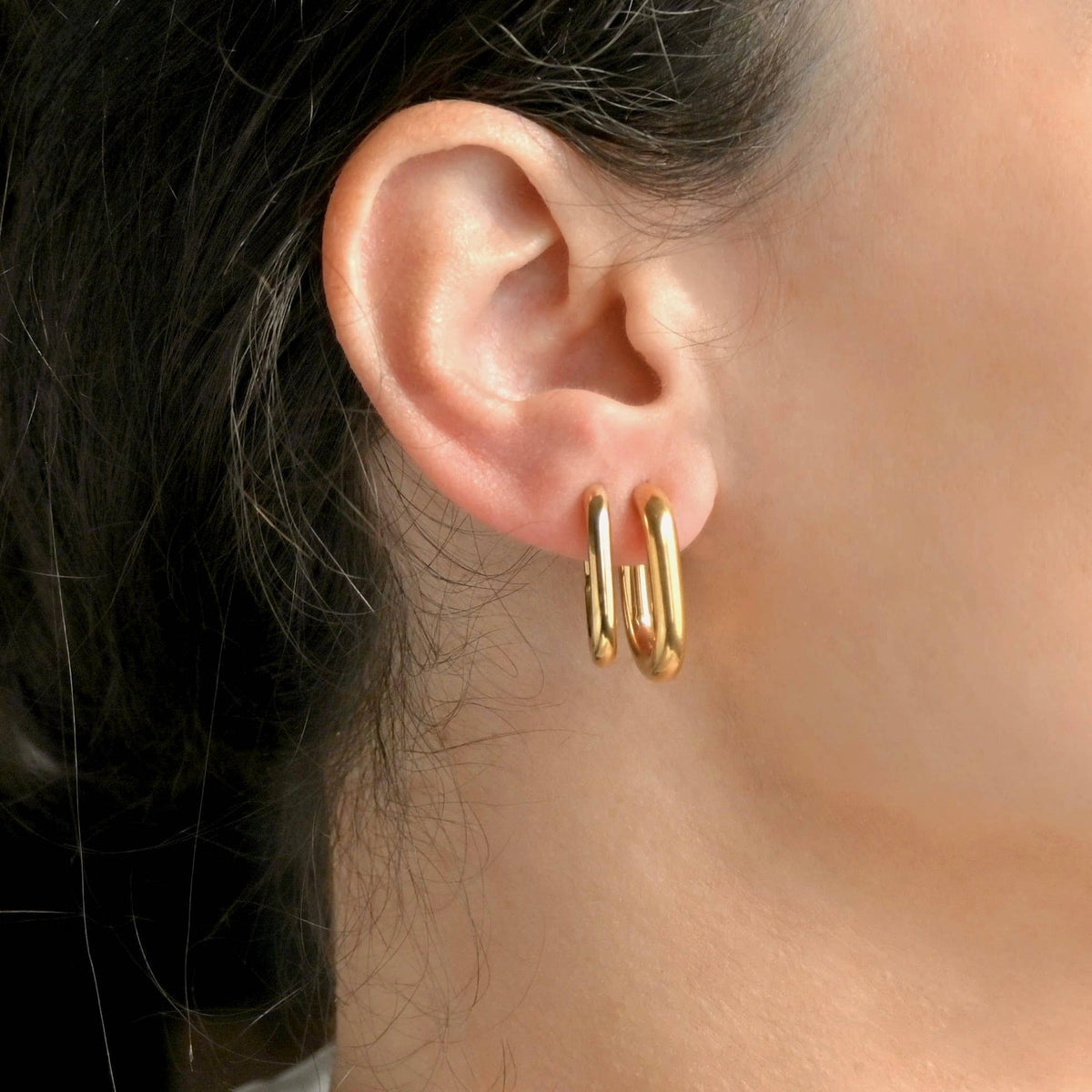 Medium U-shape Hoop Earrings - Stainless Steel U Hoops