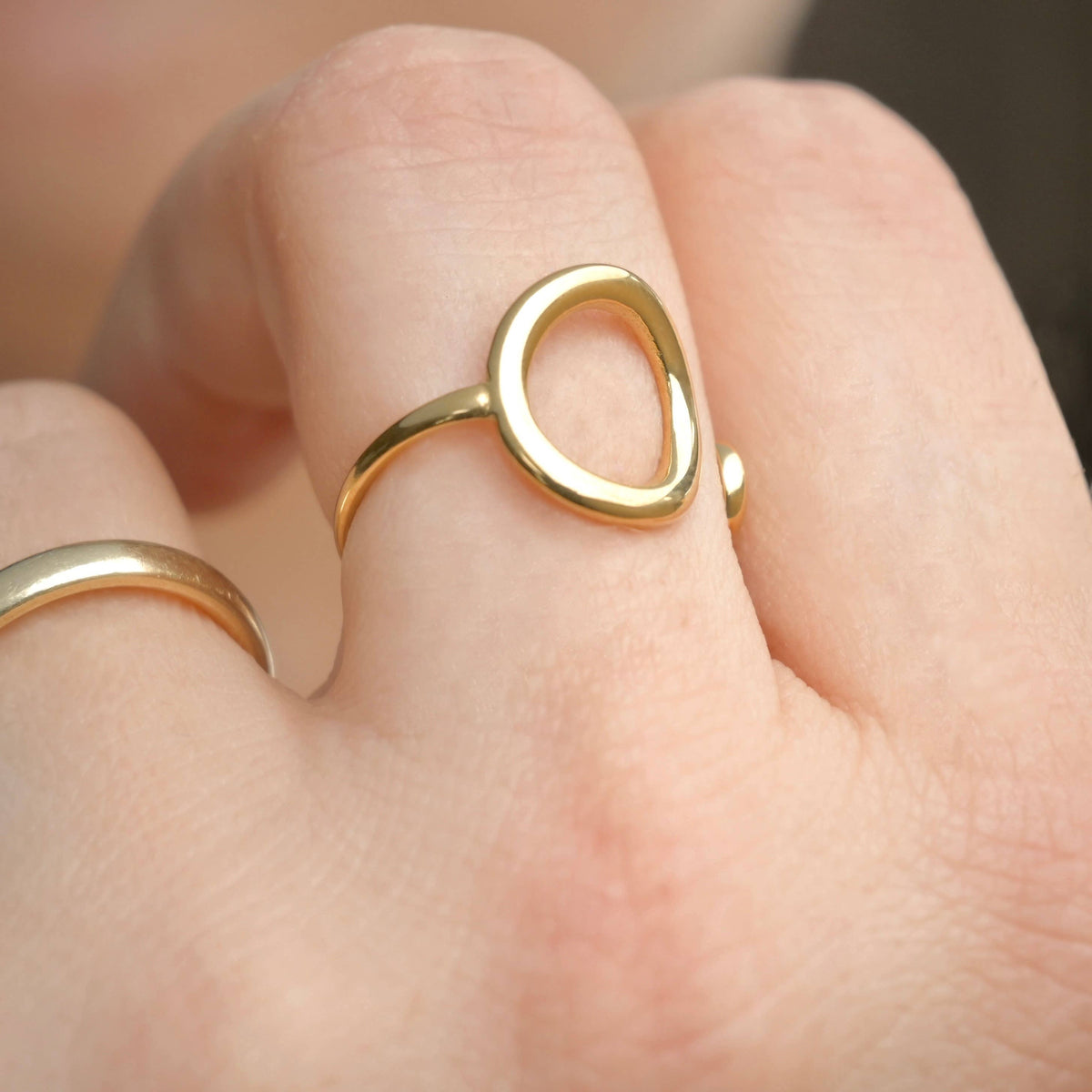 Asymmetrical Open Circle Cuff Ring - Stainless Steel