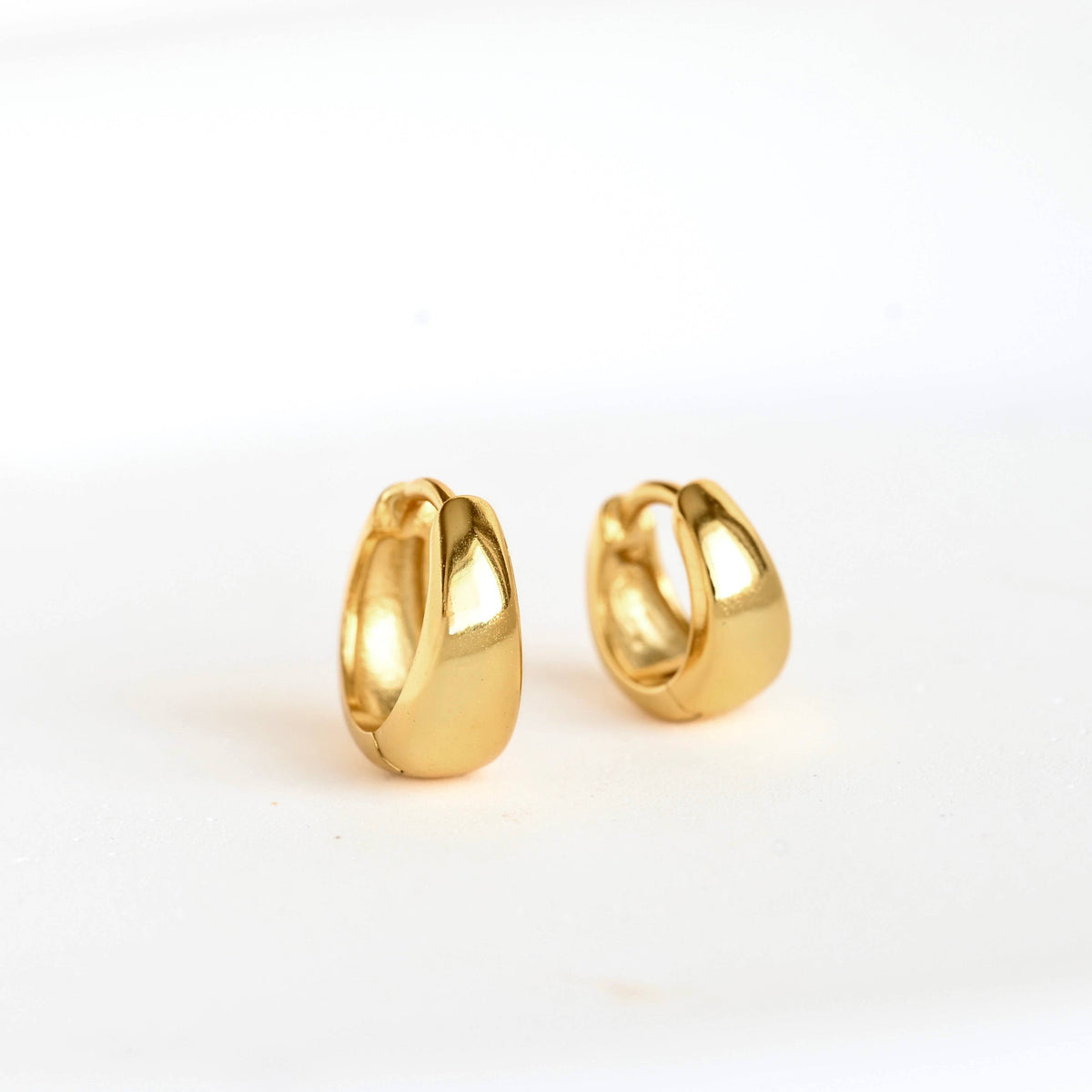 Small Chunky Dome Hoop Earrings - 925 Sterling Silver Hoops