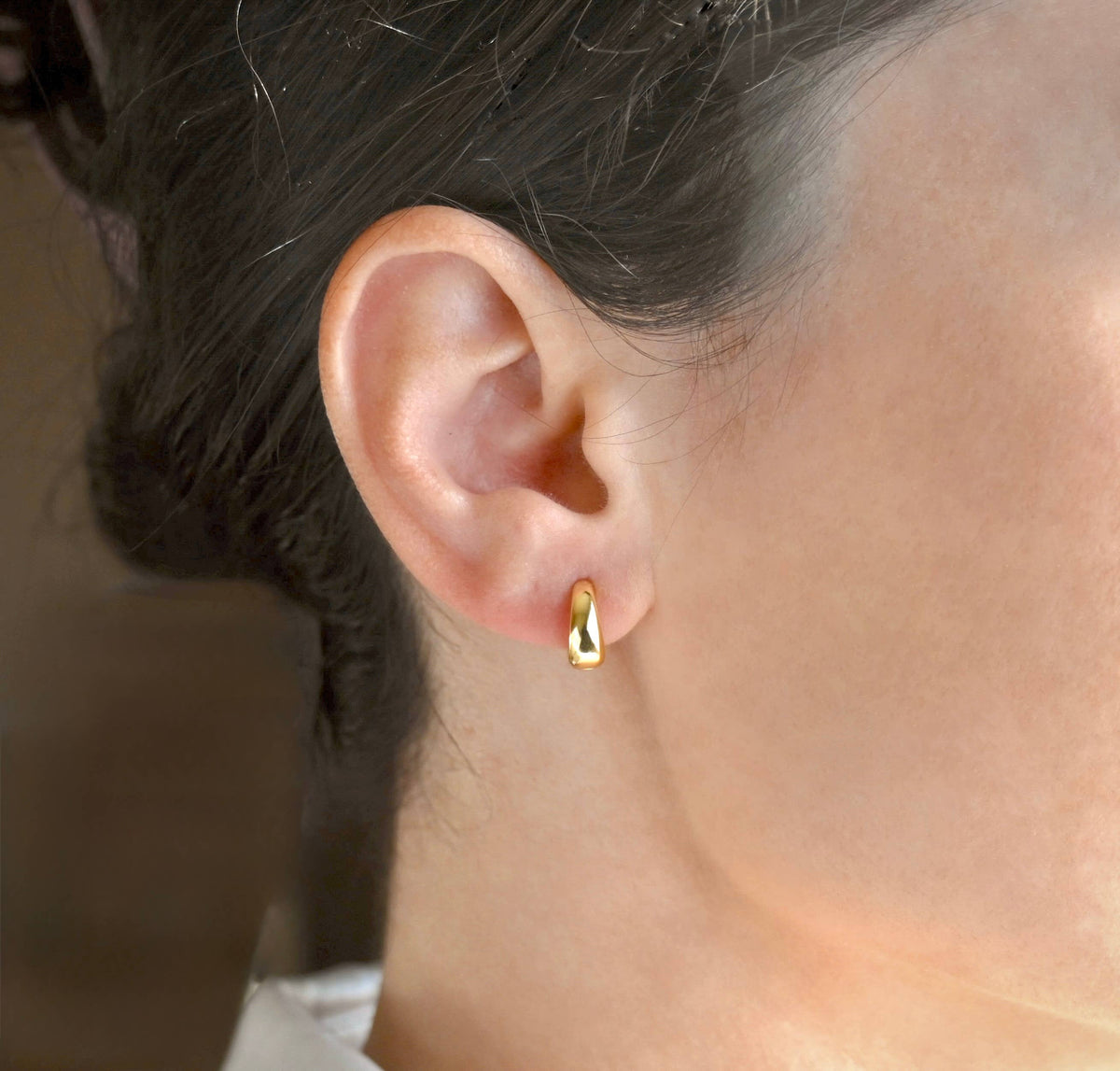 Small Chunky Dome Hoop Earrings - 925 Sterling Silver Hoops