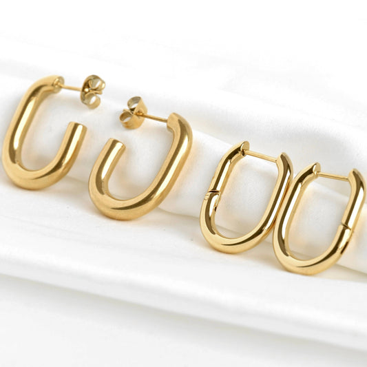 Medium U-shape Hoop Earrings - Stainless Steel U Hoops