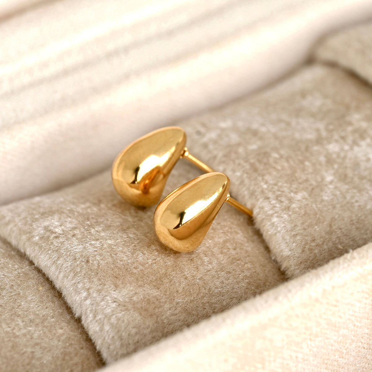 Small Dome Huggie Earrings - Stainless Steel Thick C Hoops