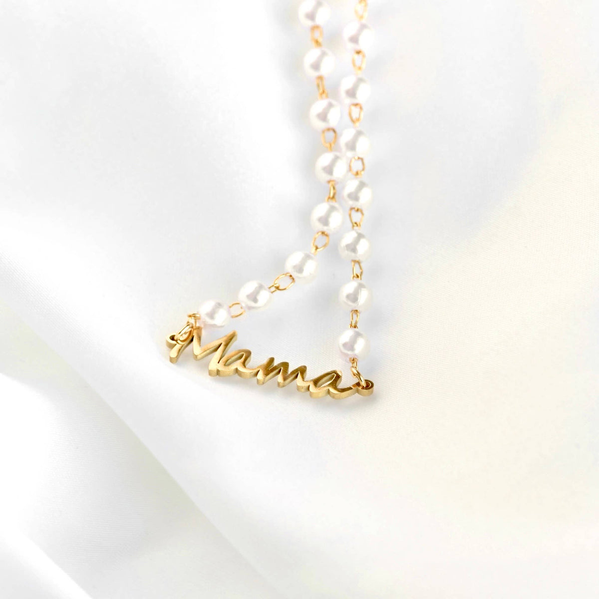 Pearl Mama Necklace - Stainless Steel Mama Pendant