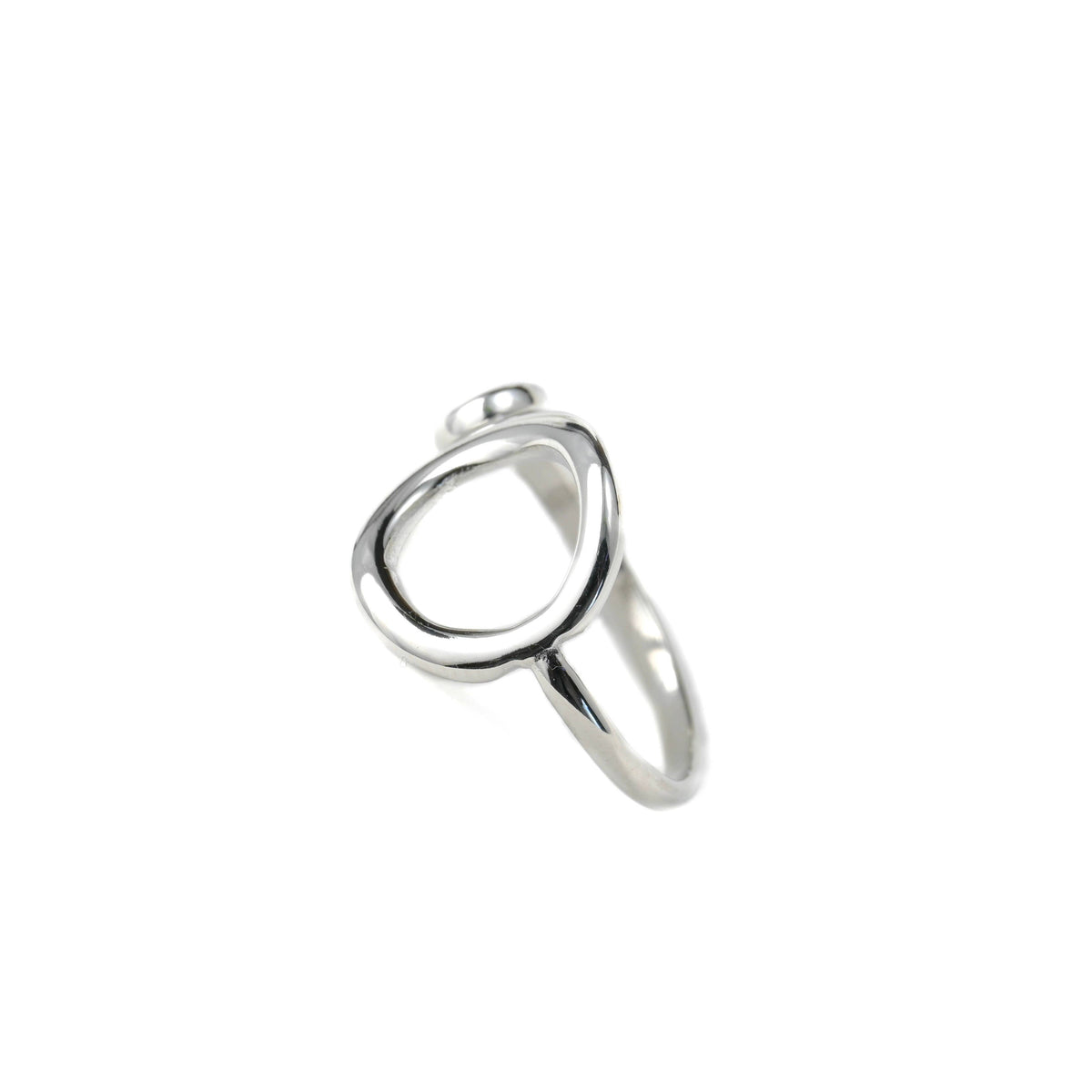 Asymmetrical Open Circle Cuff Ring - Stainless Steel