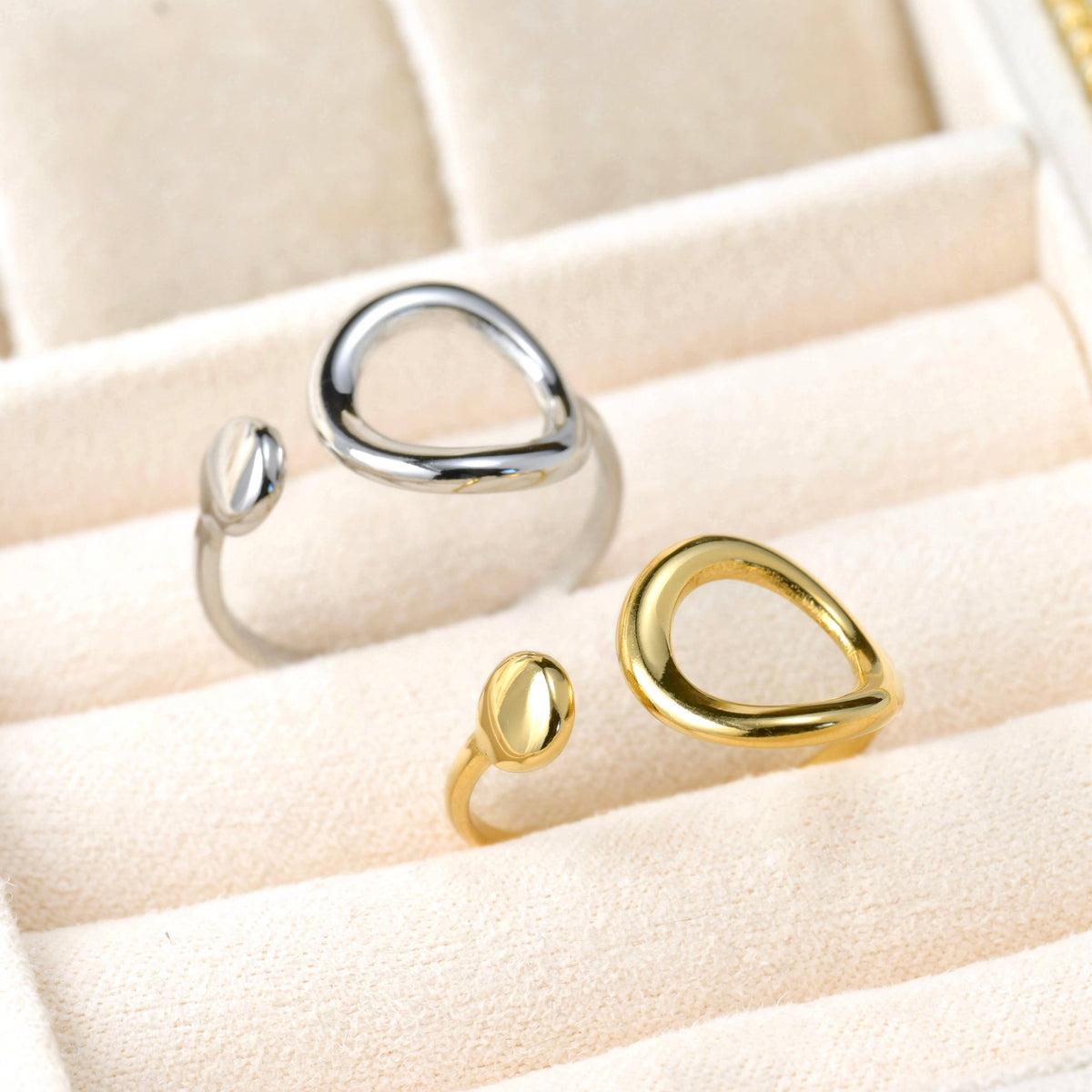 Asymmetrical Open Circle Cuff Ring - Stainless Steel