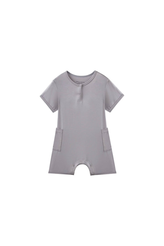 Baby Organic Lycell Romper-Light Grey