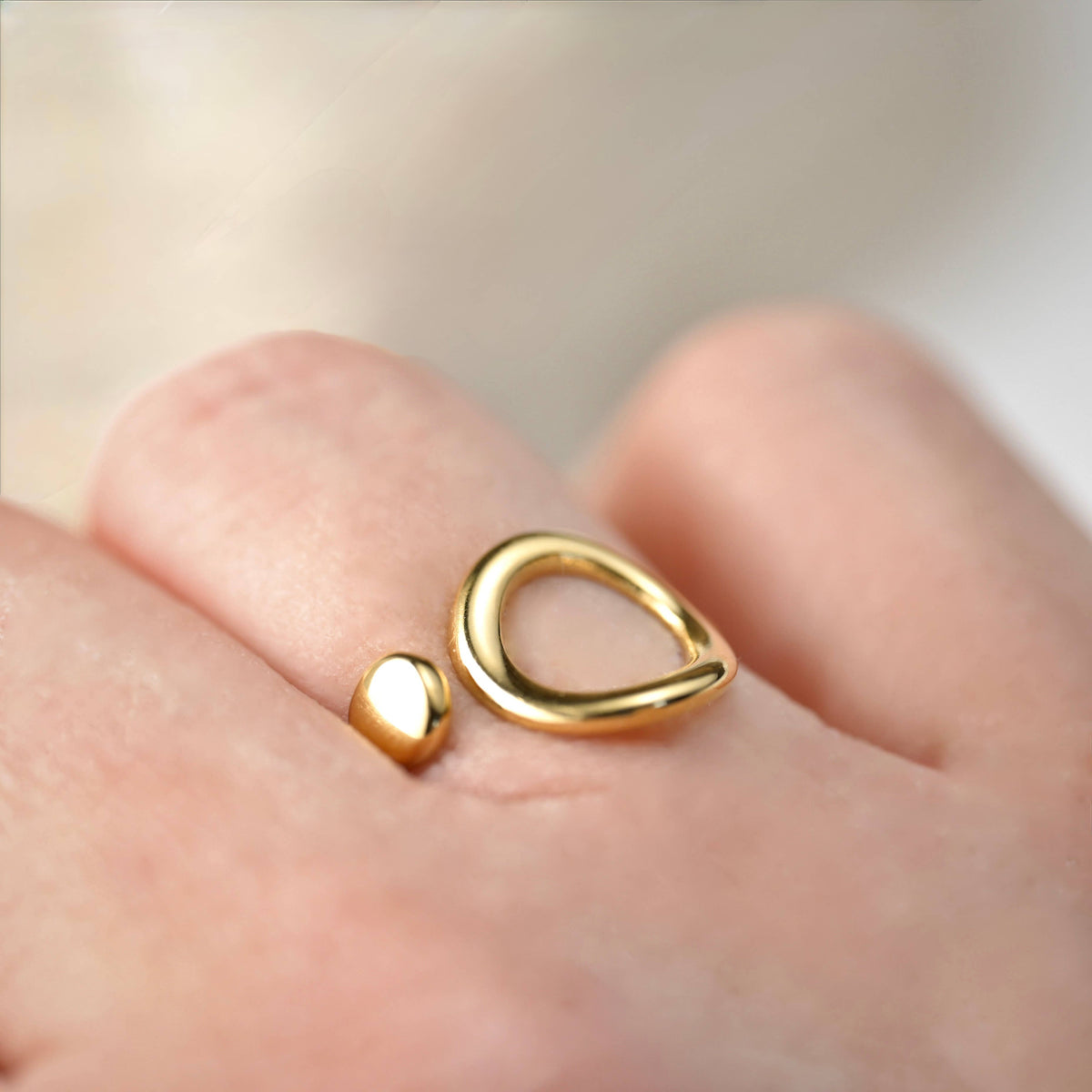 Asymmetrical Open Circle Cuff Ring - Stainless Steel