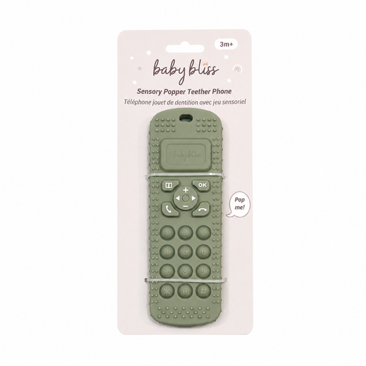 Sensory Popper Teether Phone - Sage